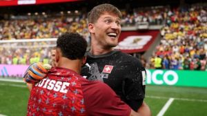 Gregor Kobel was Switzerland's penalty hero as he pulled off a stunning shootout save from Colombia's Cucho Hernandez to help set up a quarter-final against Argentina.
