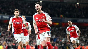 Declan Rice stunned Real Madrid with two brilliant free kicks - the first scored in his career - as Arsenal took a commanding 3-0 first leg lead in their Champions League quarter-final.
