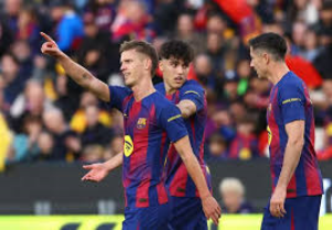 Dani Olmo scored twice as Barcelona came from behind to beat Alaves 3-1 in their second match at the newly-opened Spotify Camp Nou and go top of La Liga.