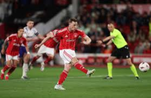Chris Wood gave Nottingham Forest a crucial lead in their Europa League semi-final with Aston Villa.