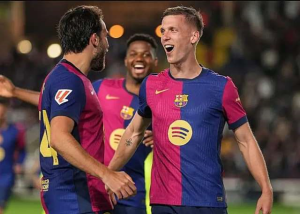 Dani Olmo scored the decisive goal as Barcelona dominated Mallorca to extend their lead at the top of La Liga.