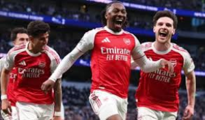 Eberechi Eze was Tottenham Hotspur's tormentor again as Arsenal made a title statement of intent by restoring their lead at the top of the Premier League table to five points with victory in the north London derby.