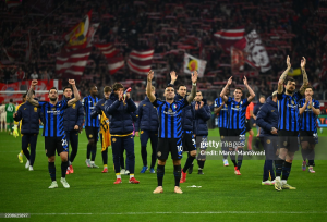 Inter Milan struck late to put themselves in a strong position to advance into the Champions League semi-finals after winning the first leg of their last-eight tie at Bayern Munich.